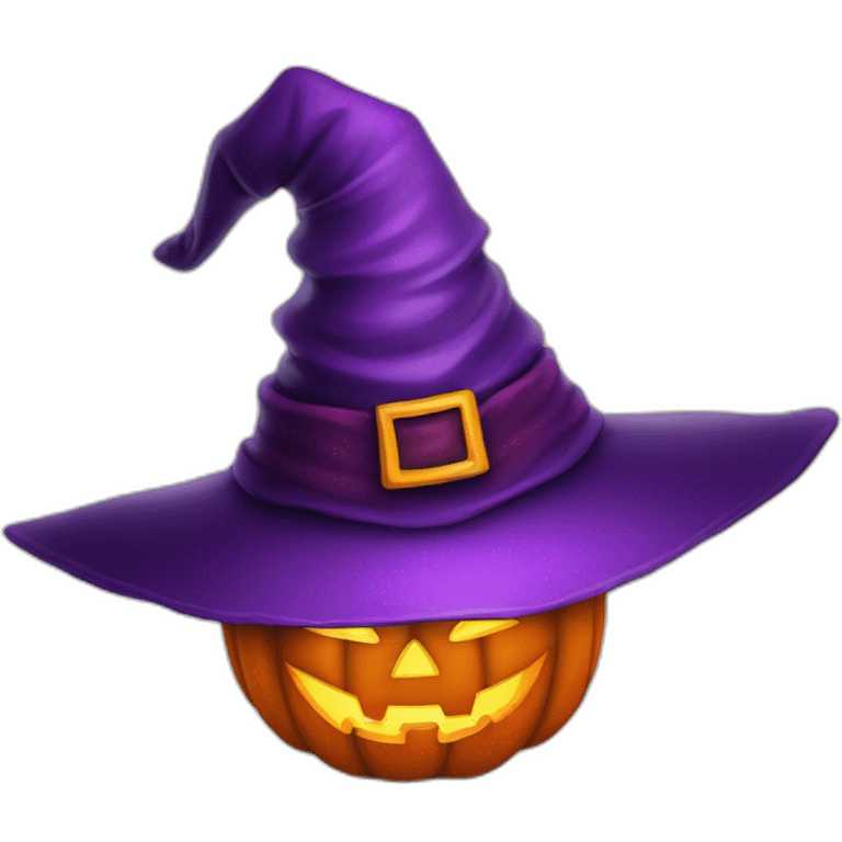 evil orange jack-o-lantern pumpkin wearing purple wizard hat emoji