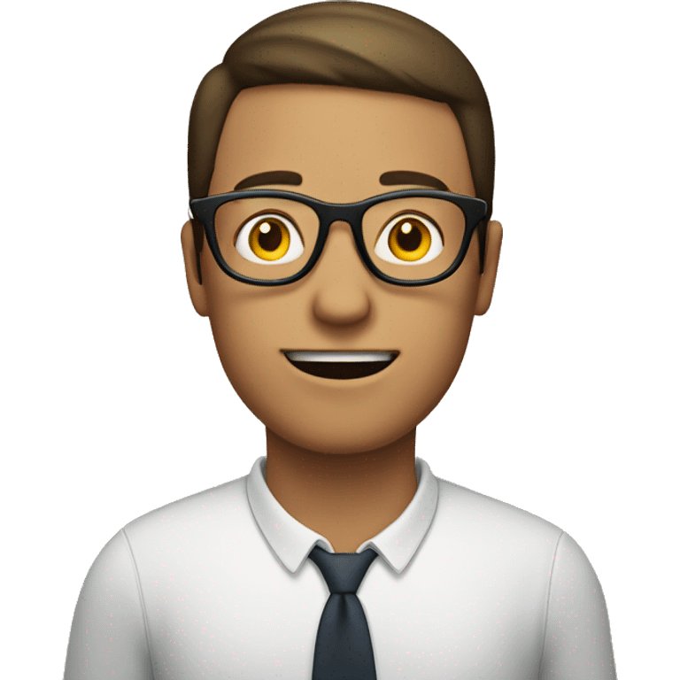 A man with glasses on, with half of the hand heart shape next to his face emoji