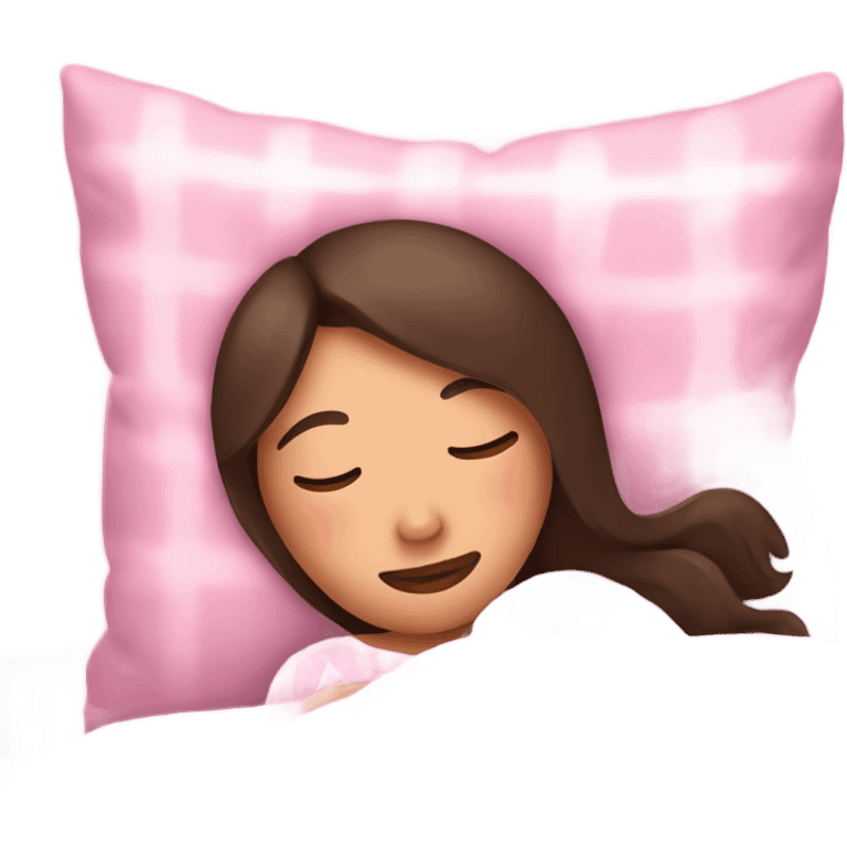 brunette girl sleeping in pink pajamas emoji