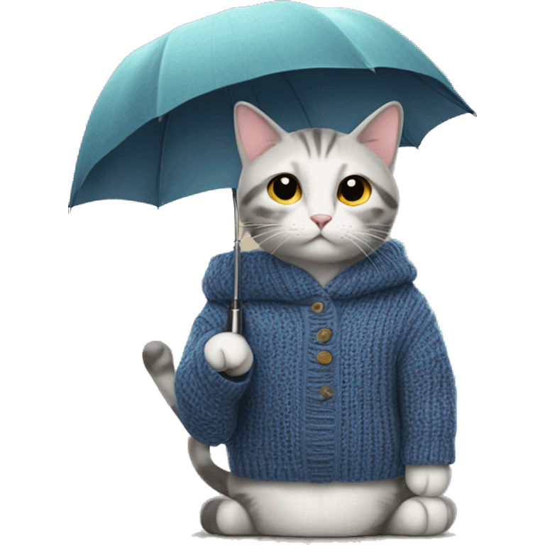 cat in a sweater with an umbrella emoji