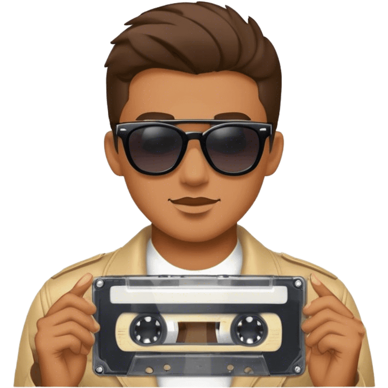 Cool guy with cassette and sunglasses emoji