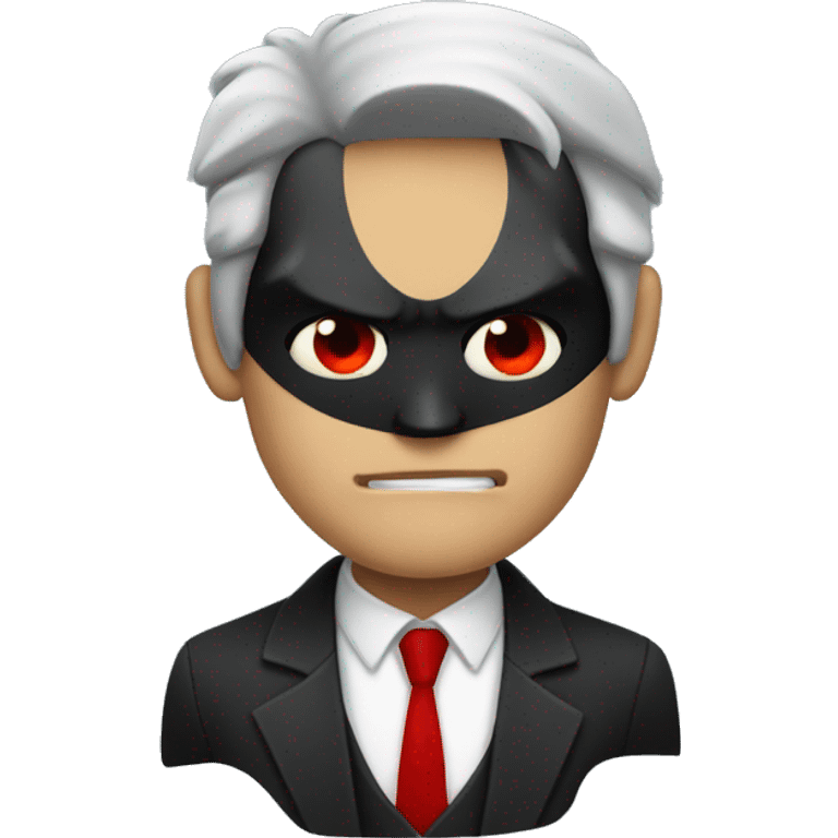 Batman Two-Face separate his face and use the colors black and red on it emoji