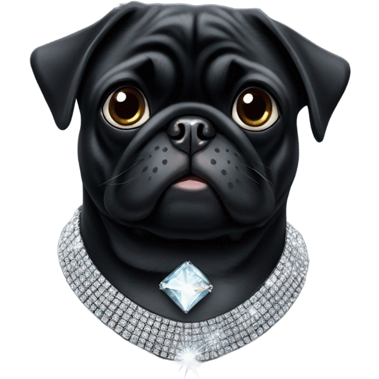 Black pug with Diamante collar emoji