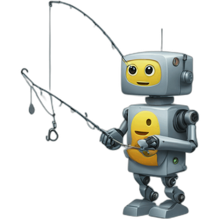 Robot with fishing hook emoji