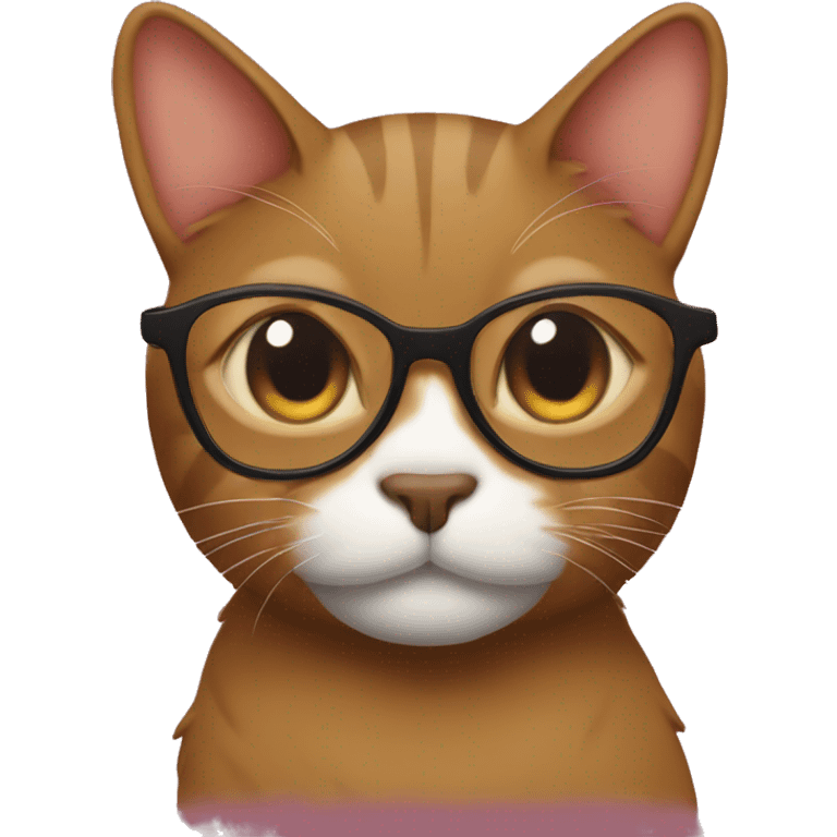 brown cat with glasses in form of hearts emoji