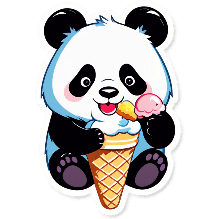 Panda eating ice cream emoji