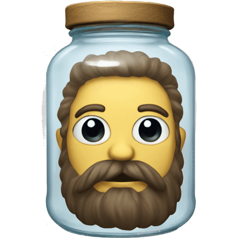 Anthropomorphic glass jar with beard emoji