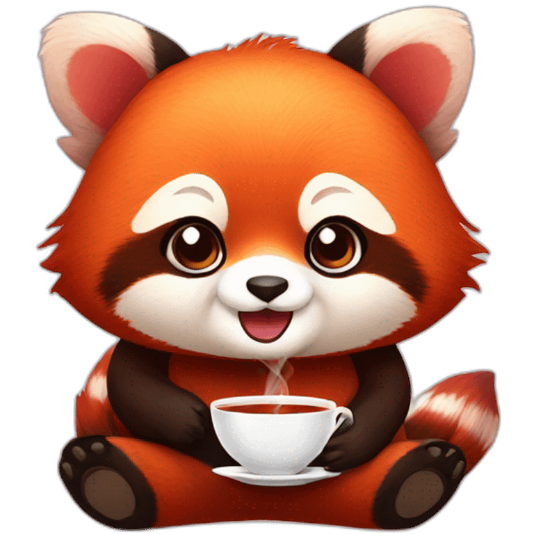 red panda with tea emoji