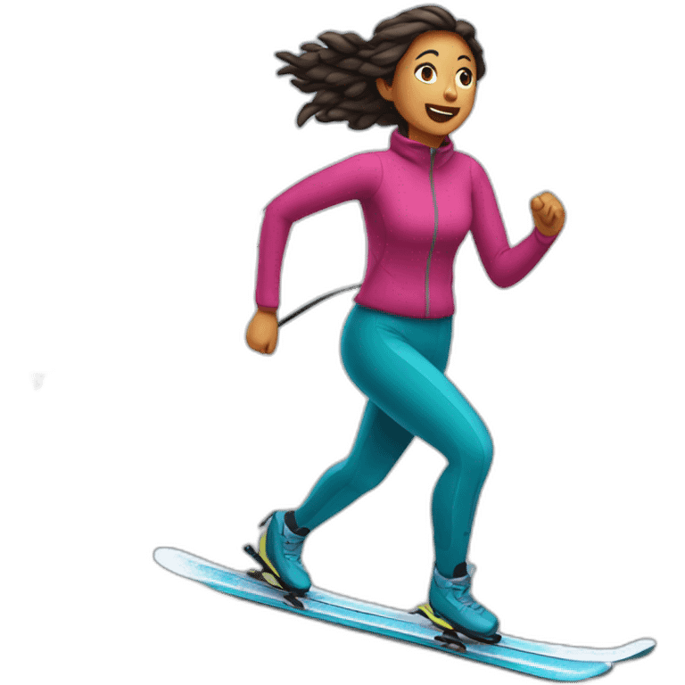 Woman running away on skis emoji