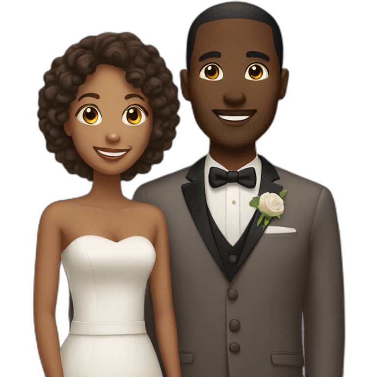 Interracial marriage brown woman black man happy emoji