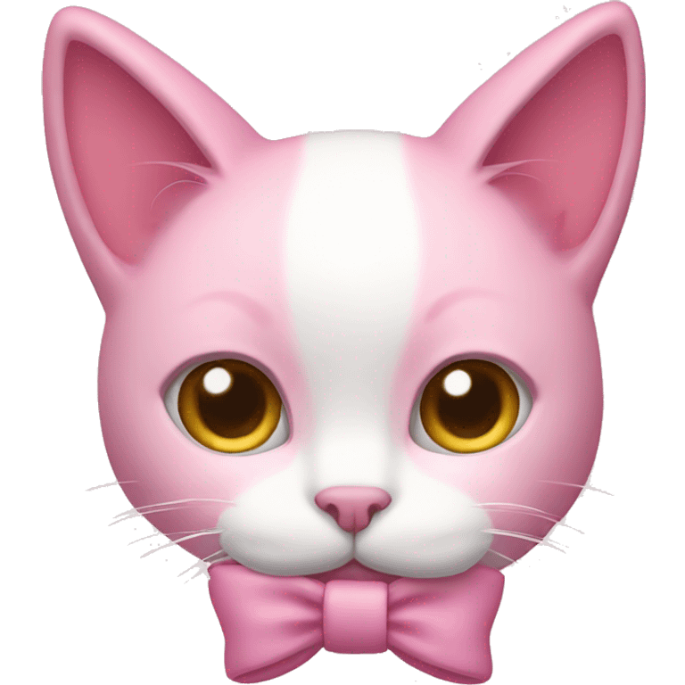 Pink cat with a white bow emoji