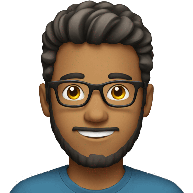 21 year old man with little beard with squared glasses with coding background  emoji