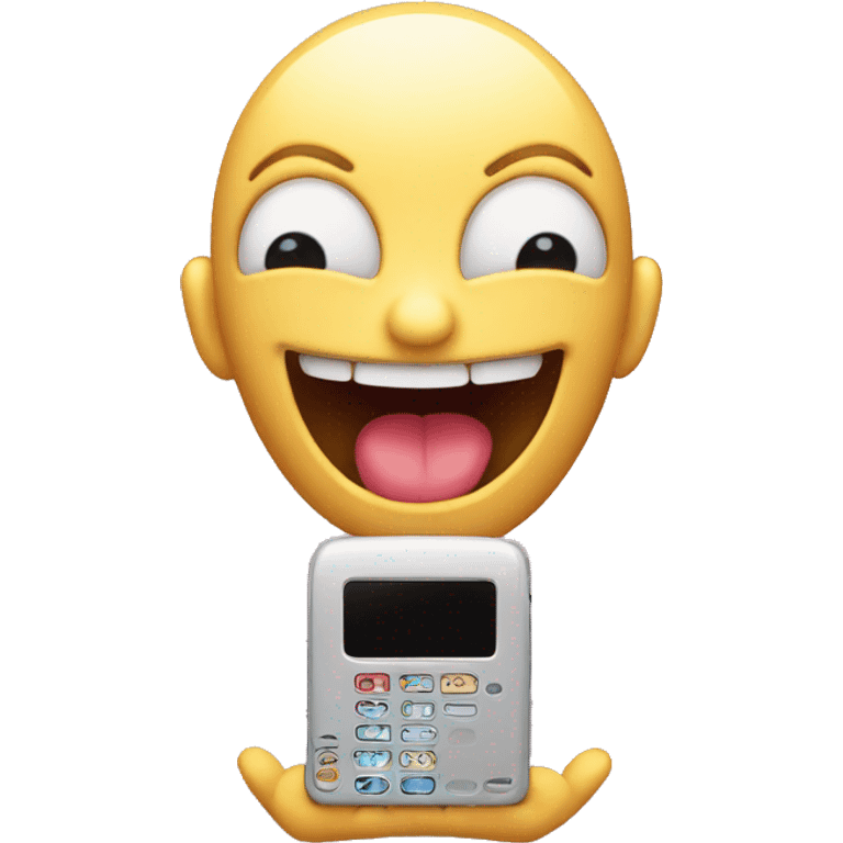 creepy blushing smiling emoji holding phone emoji