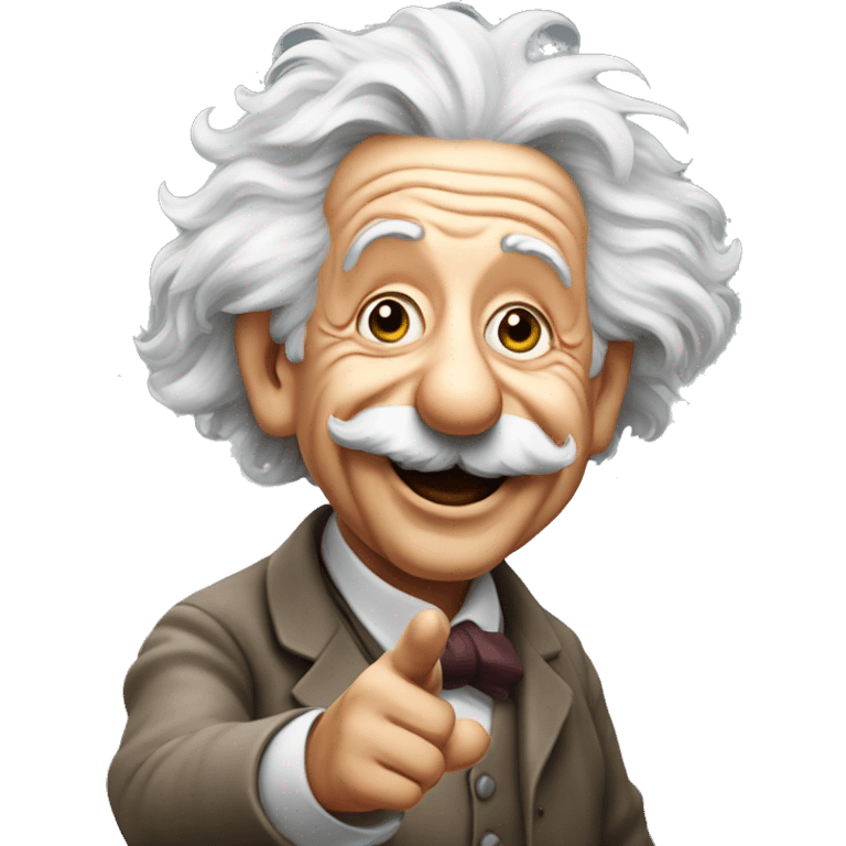 happy albert einstein vawes with hand emoji