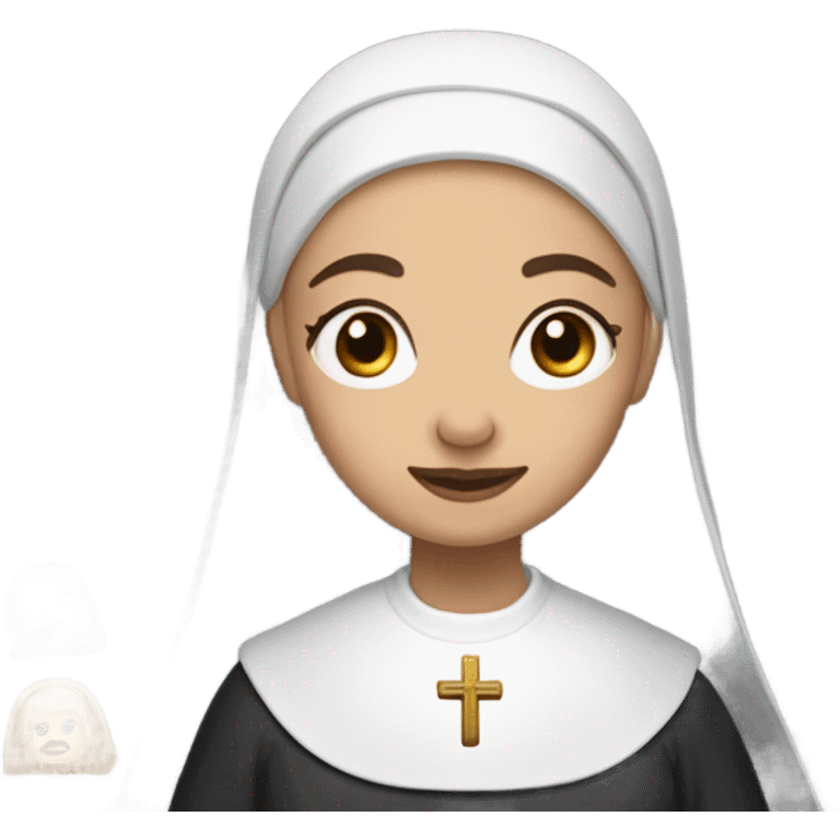 old white 🐻‍❄️🤍 woman whole is a nun and who has some wrinkles on her face and her neck and has saphire bright blue eye colour and has lots and lots of golden blonde ringlets type of hair and is read the holy bible scriptures to herself emoji