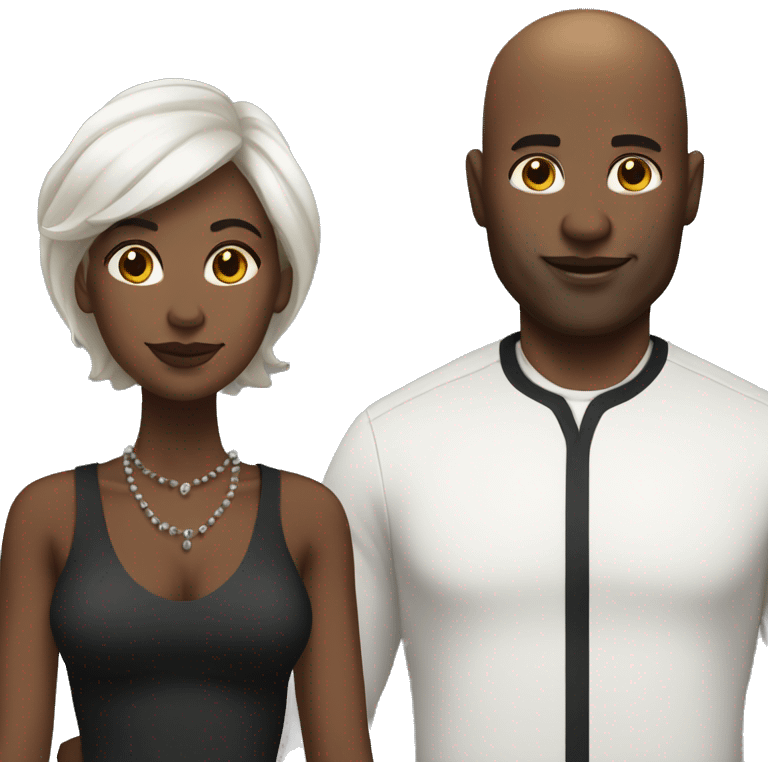 Bald black man next to his black wife full body emoji