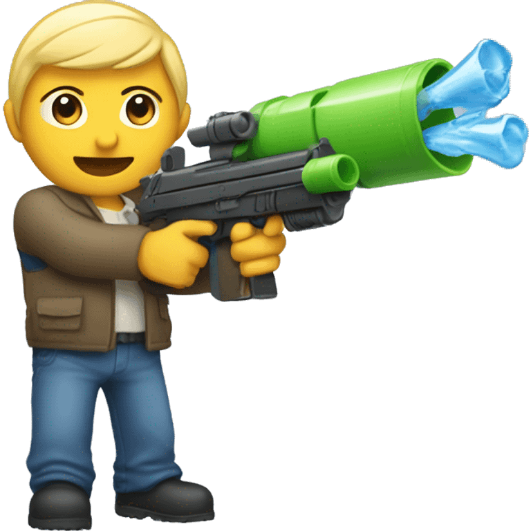 Yusuf Dikec aiming a water gun emoji