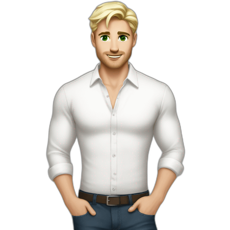 Handsome like a model blonde green eyed man hot in white shirt woman emoji