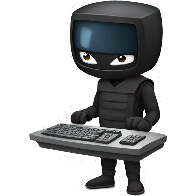 a computer with ninja emoji