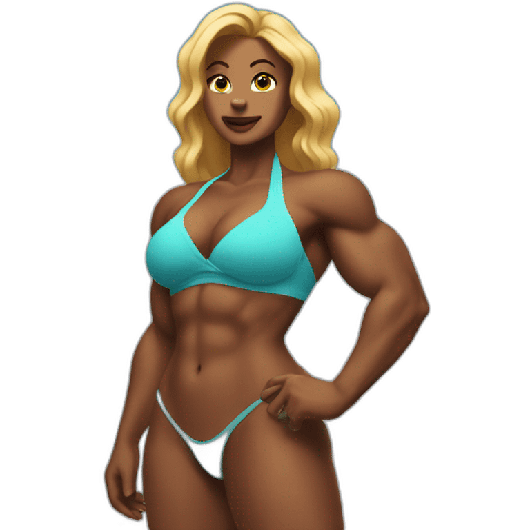 Giant Muscular woman bikini in a city emoji