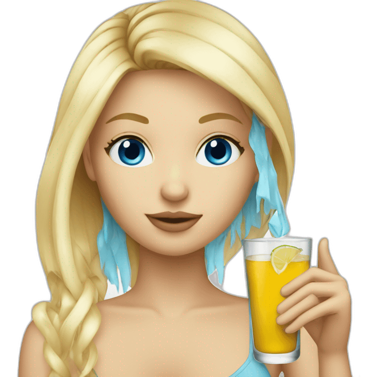 blonde blue eyed girl drinking tequila emoji