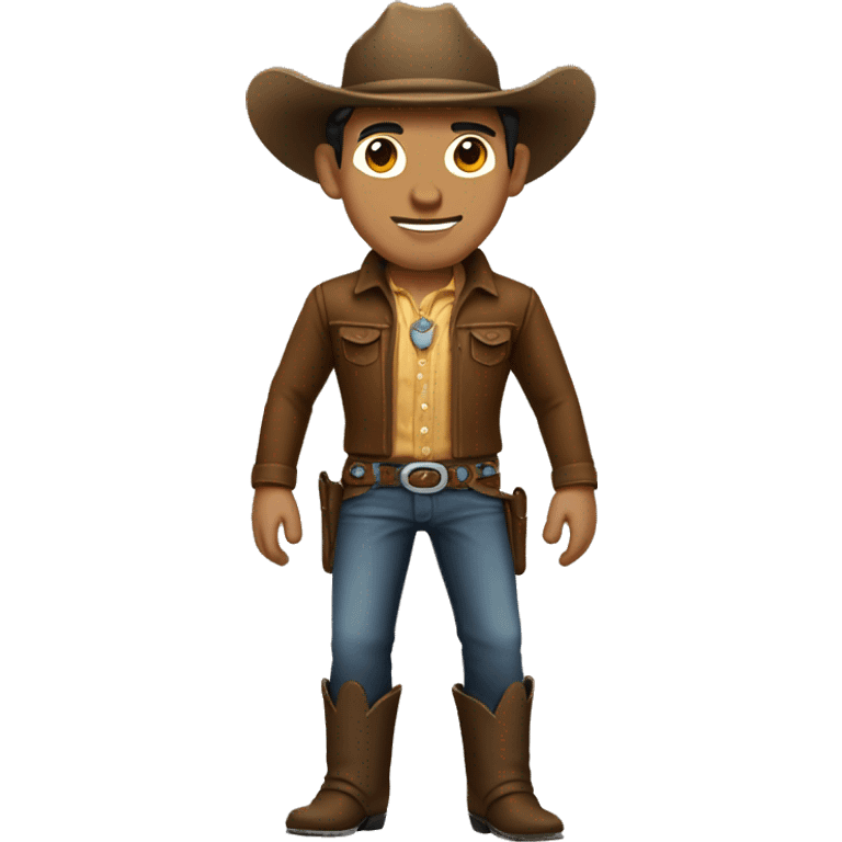 Cowboy full body, short dark hair, tan skin, big head emoji