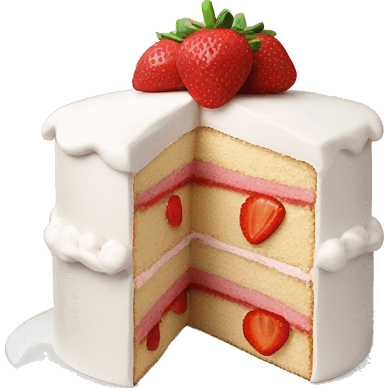 white frosting layered strawberry cake emoji