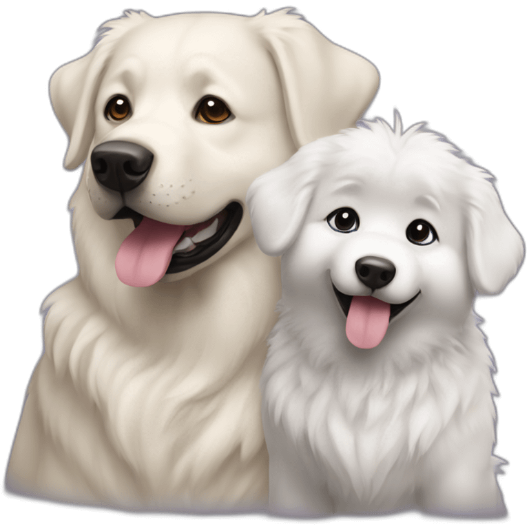 black labrador and samoyed playing emoji