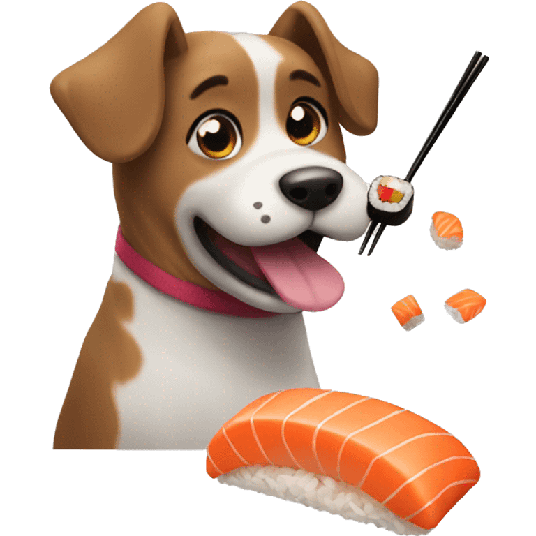 Dog eating sushi emoji