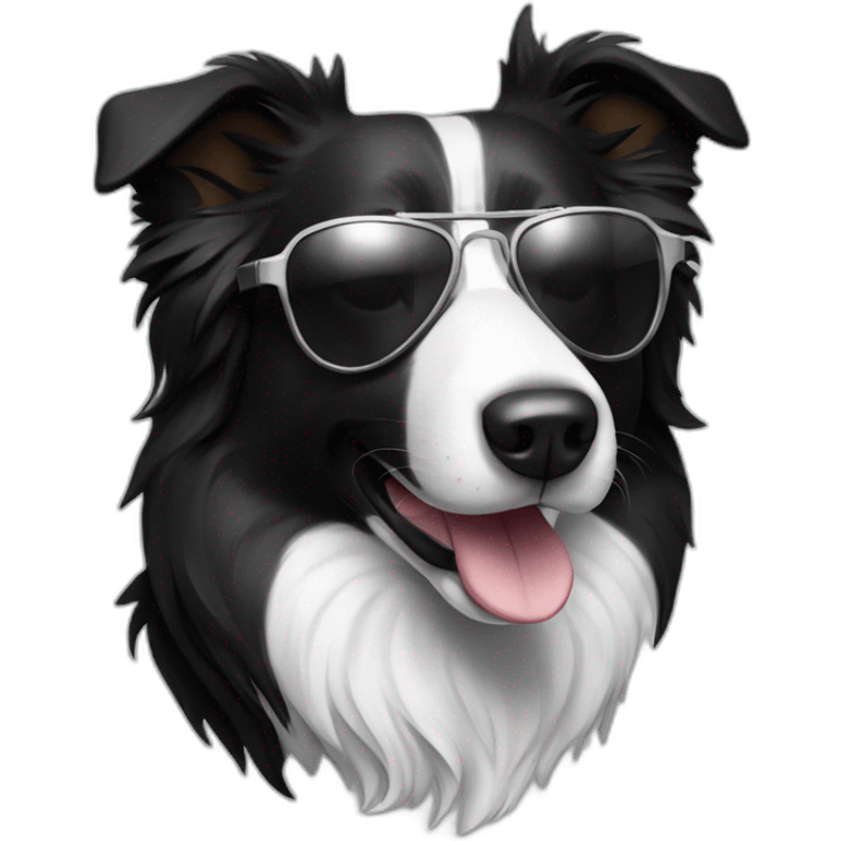 Border collie black and White with a sunglasses and jacket  emoji