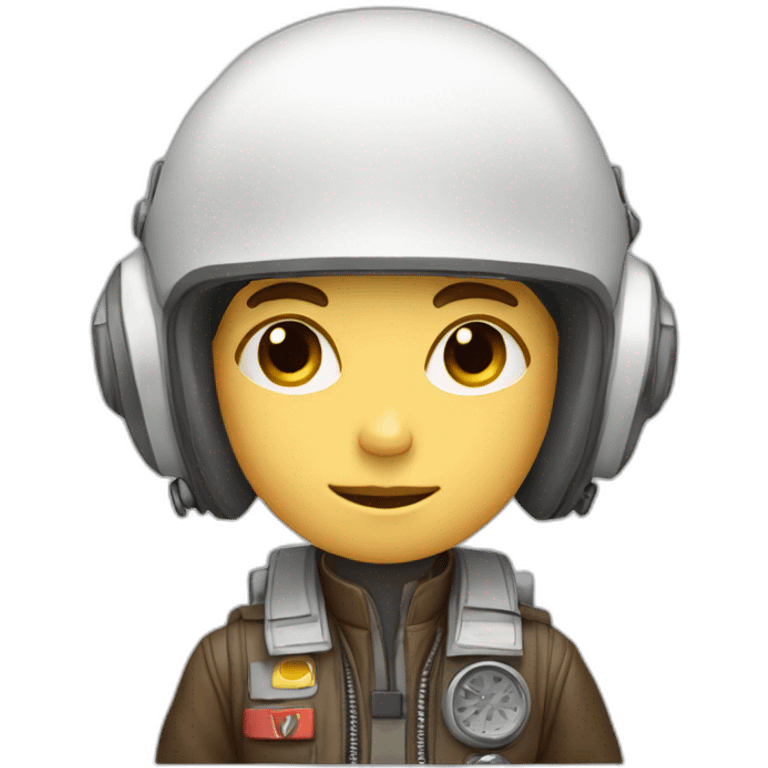 A white young boy with brown hair and a airplane pilot suit and a radio helmet emoji