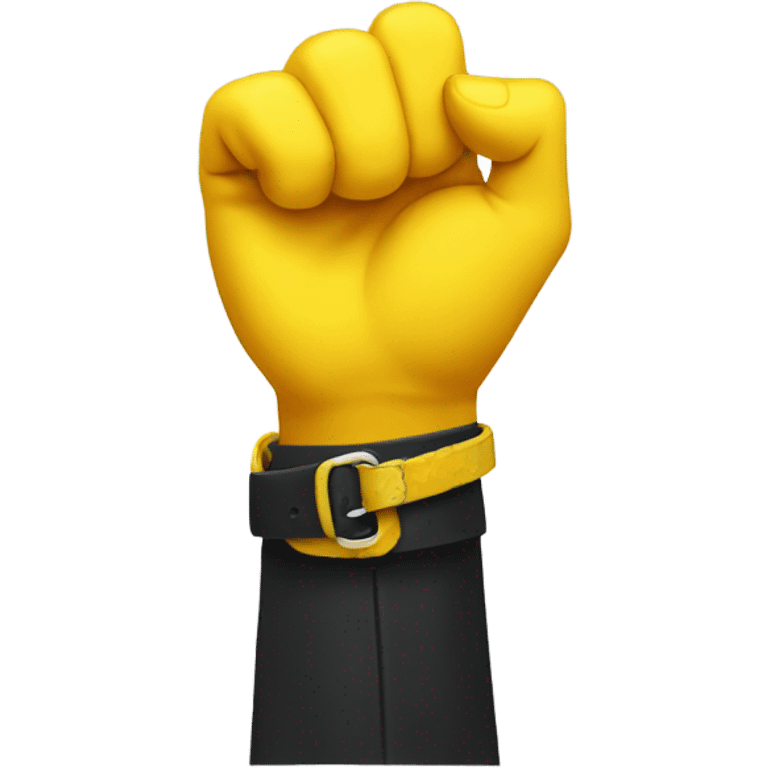 Yellow hand holding belt emoji