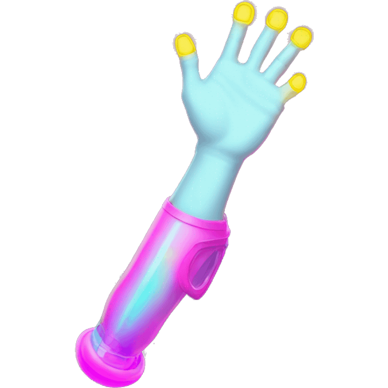 Rave party dancing prosthetic arm neon smoking emoji