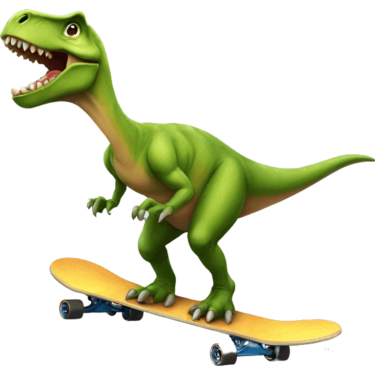 Dinosaur on a skateboard emoji