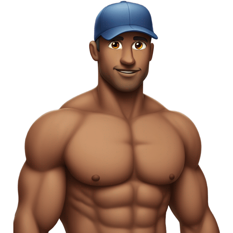 Hunk with 6 pack abs and a baseball cap  emoji