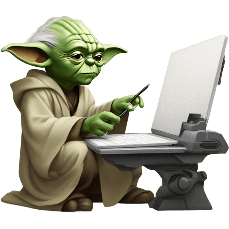 Master Yoda draws on a graphics tablet emoji