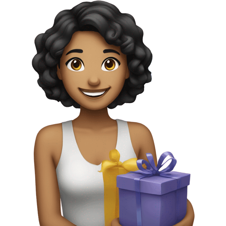 smiling girl with black hair birthday emoji