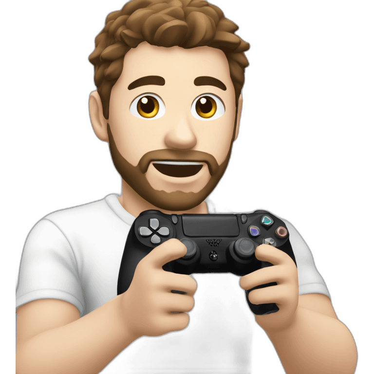 Homme blanc avec cheveux noir en train de jouer avec manette ps4 emoji