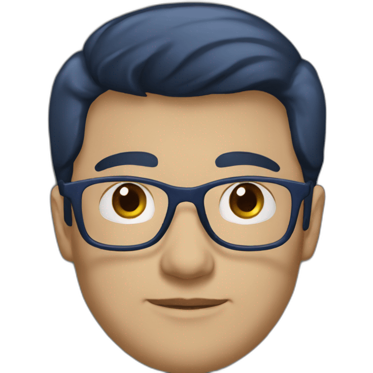 developer with dark brown hair, transparence glasses in dark blue hoody emoji