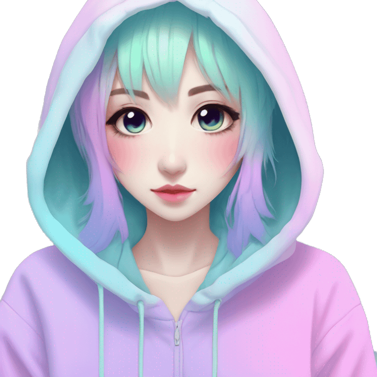 Cute Edgy Gothic Pastel Gradient Beautiful Anime Emo Hoodie Techwear Lady emoji