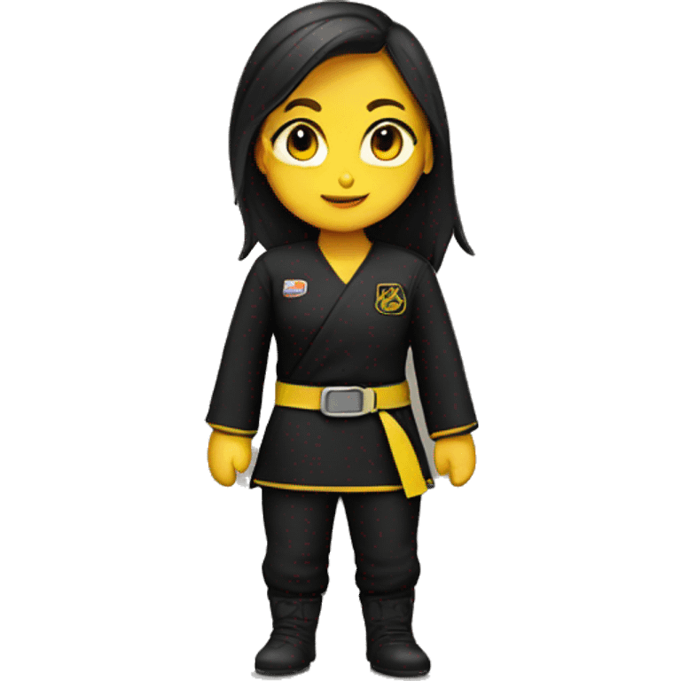 Girl with brown hair wear black gi and yellow belt emoji