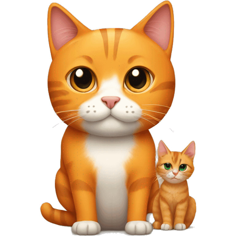 Big orange cat AND small tricolour kitty emoji