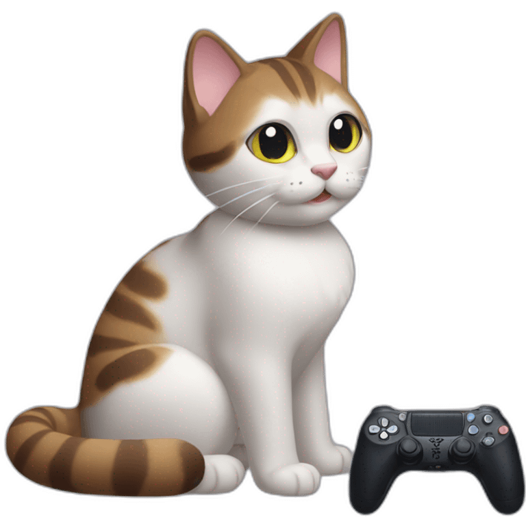 Please make a cat playing PS5 by using dualsense controller  emoji