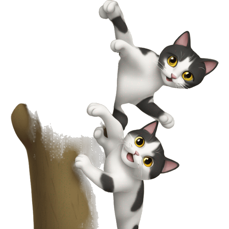 TWO CATS CLIMBING A TREE emoji