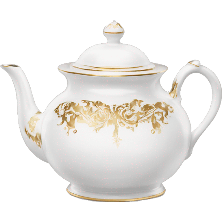 white and gold detailed victorian porcelain tea pot emoji