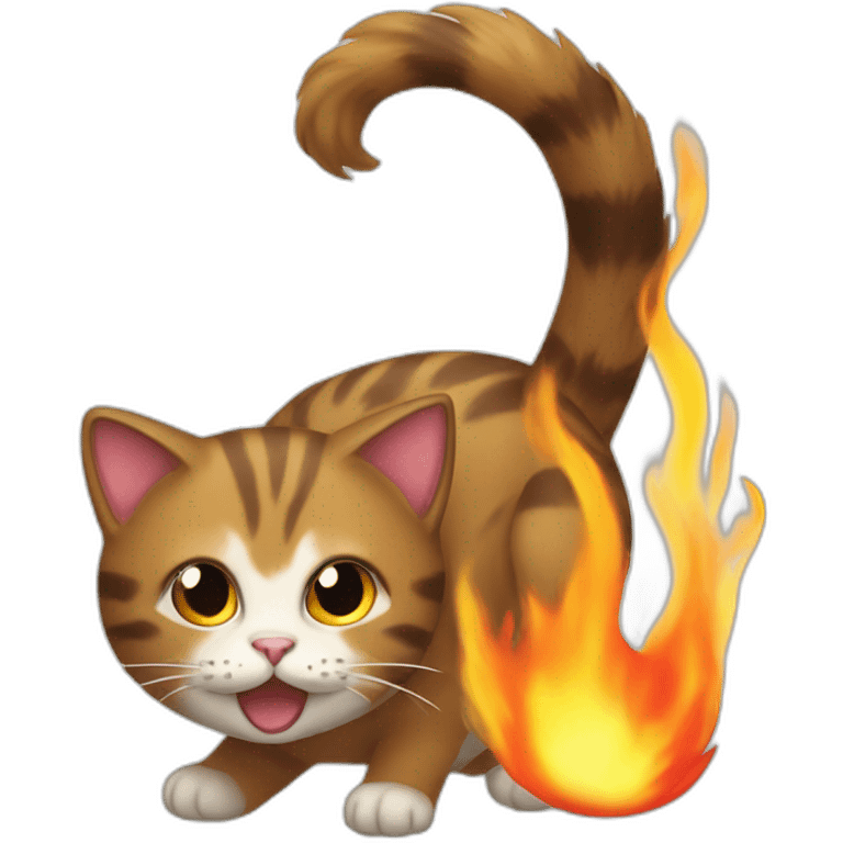 Cat with a flaming tail emoji