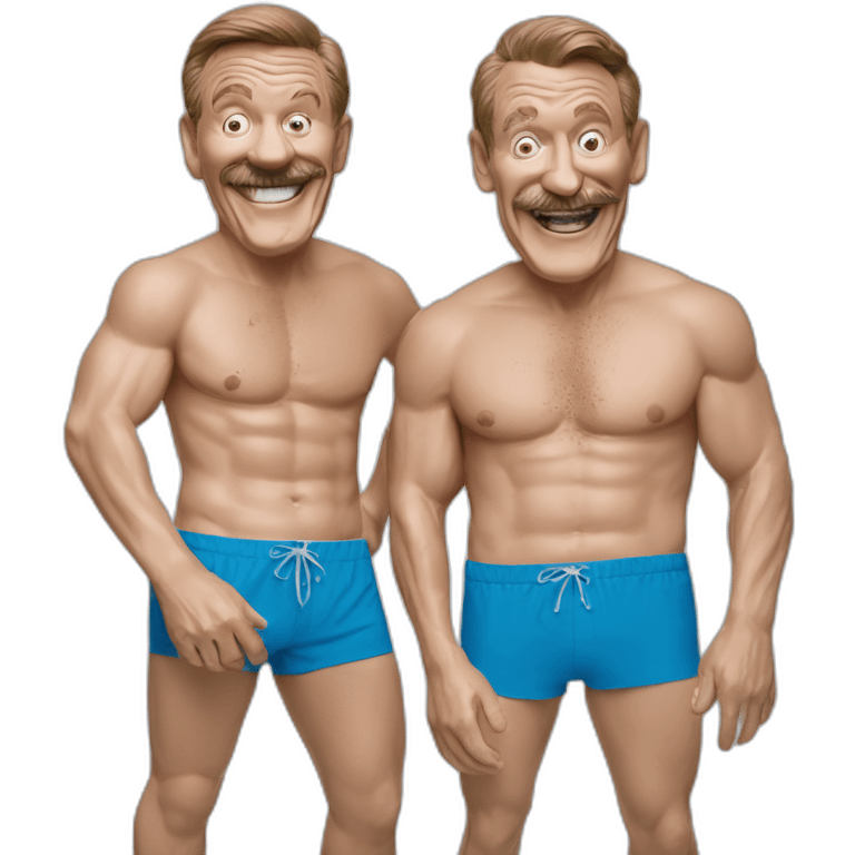 Chuckle Brothers swimming trunks mud fight party emoji