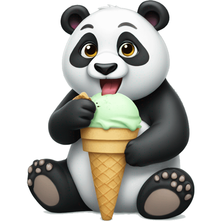 Panda eating ice cream emoji