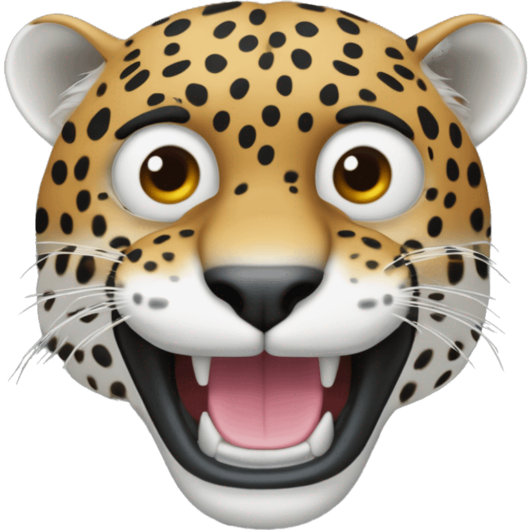 Un jaguar con ojos muy abiertos y una expresión de asombro en su rostro.
El jaguar podría tener su boca ligeramente abierta en señal de sorpresa, y que sea mexicano emoji