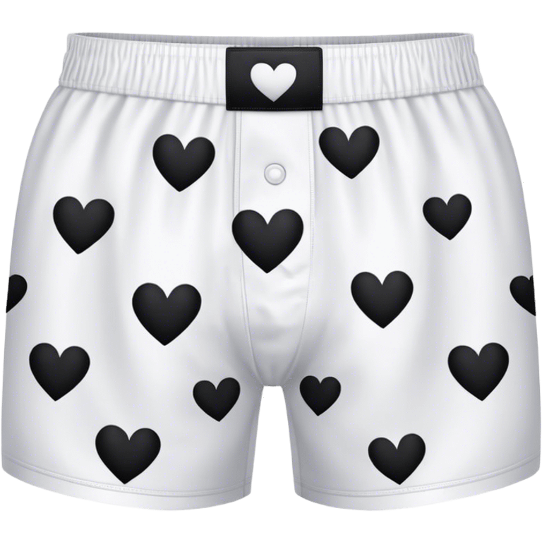 Black heart patterned white pair of boxers emoji